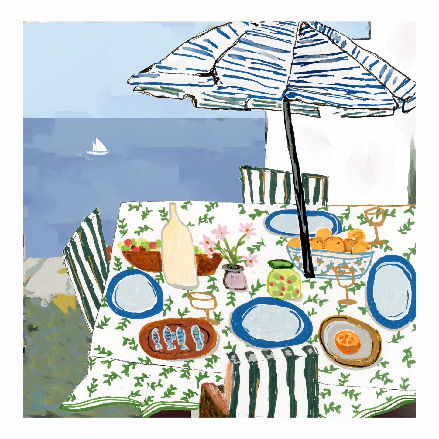 "Dining in Green", Art Print, Giclée Fine Art Print
