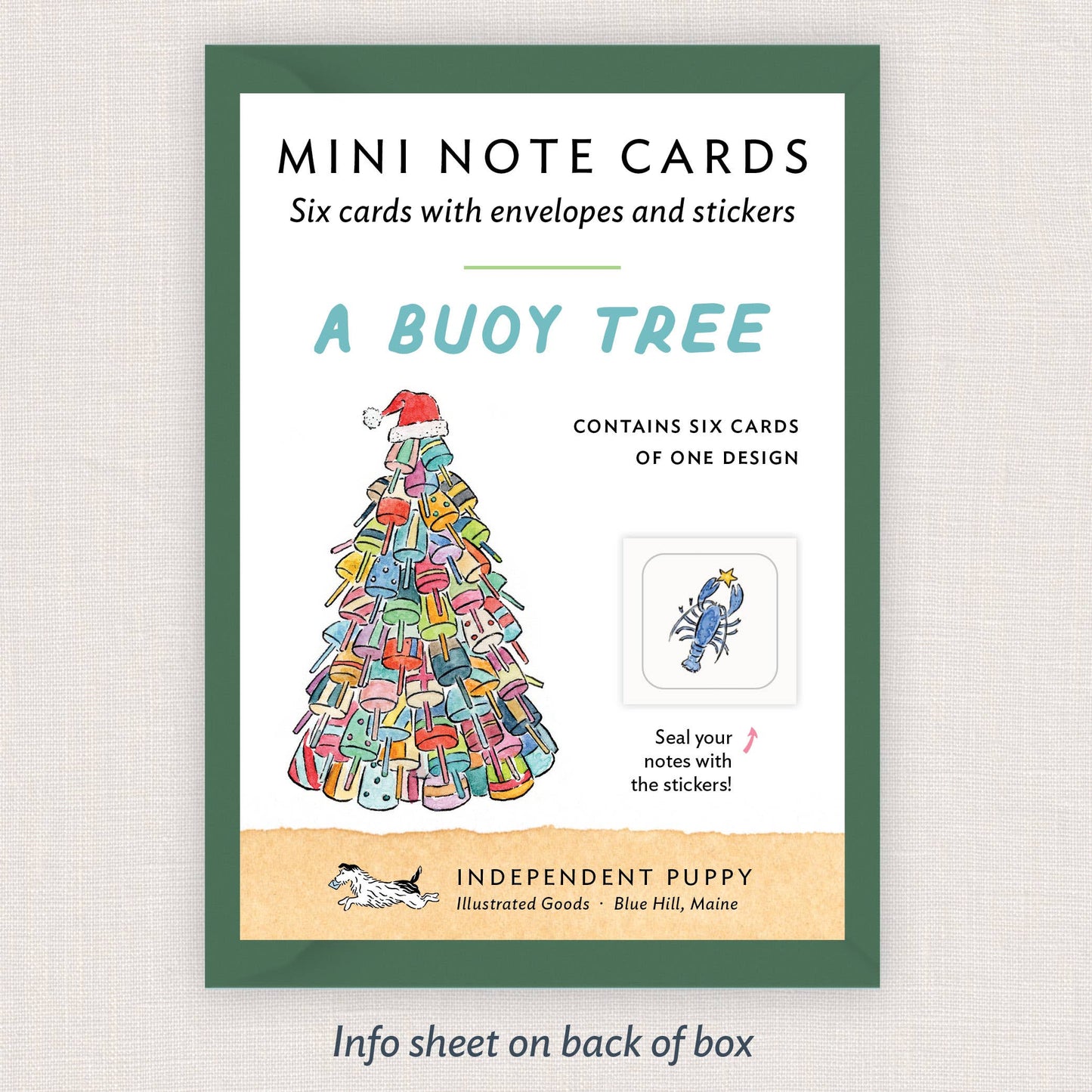 Lobster Buoy Tree Mini Note Cards, Set of 6 | 2.5 x 3.5"