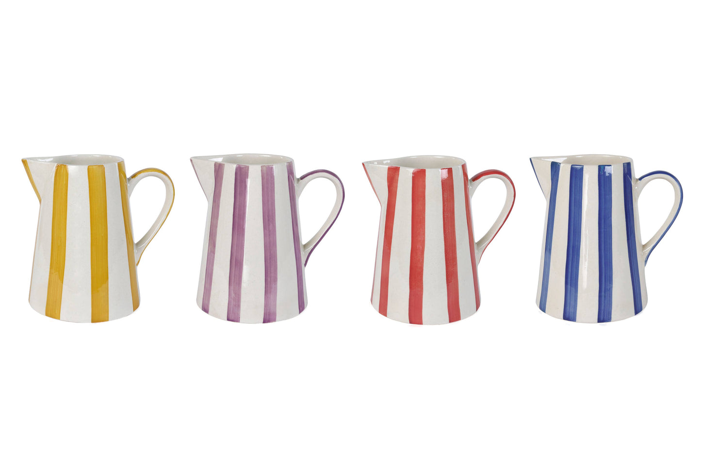 Ceramic Stripe Pitcher, Yellow