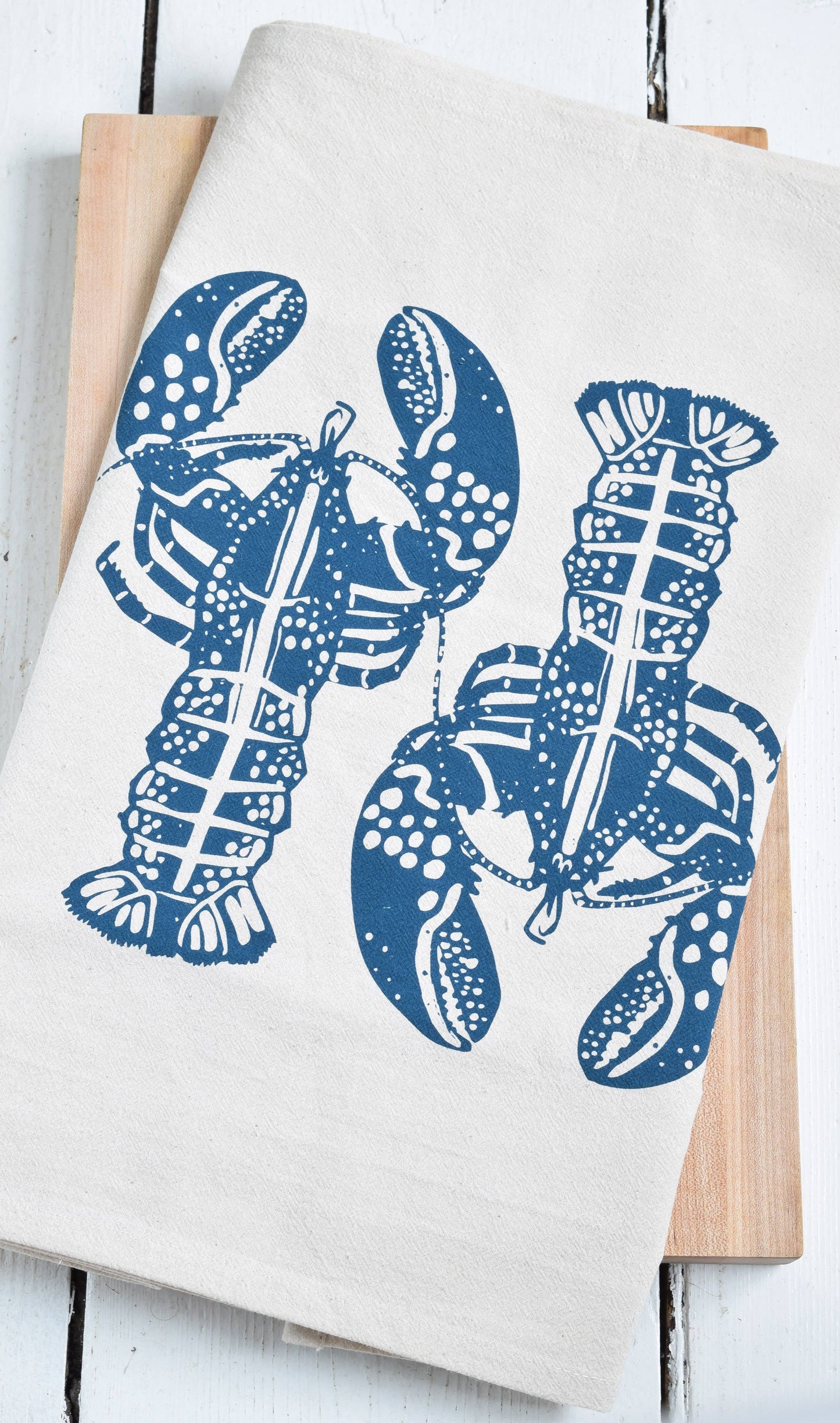 Double Lobster Tea Towel in Navy - Nautical Decor