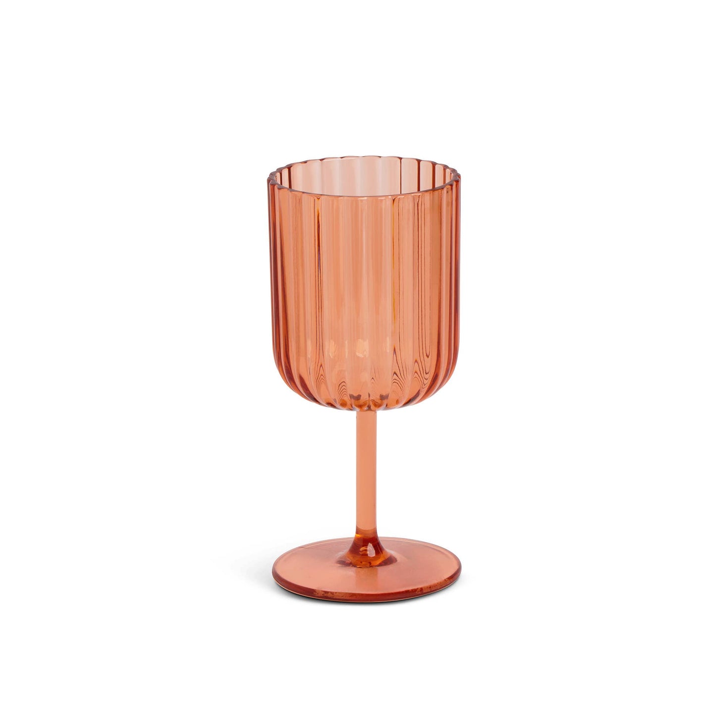 Plastic Ribbed Wine Glass - Peach