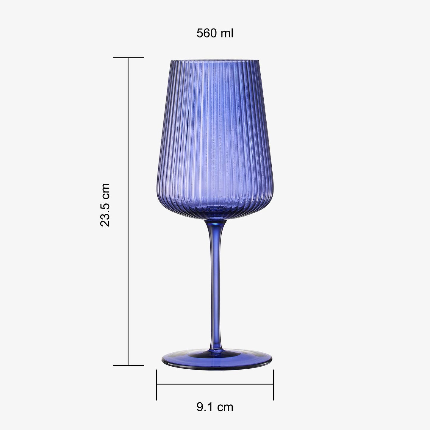 Ribbed Bright Colored Wine Glass - Raspberry