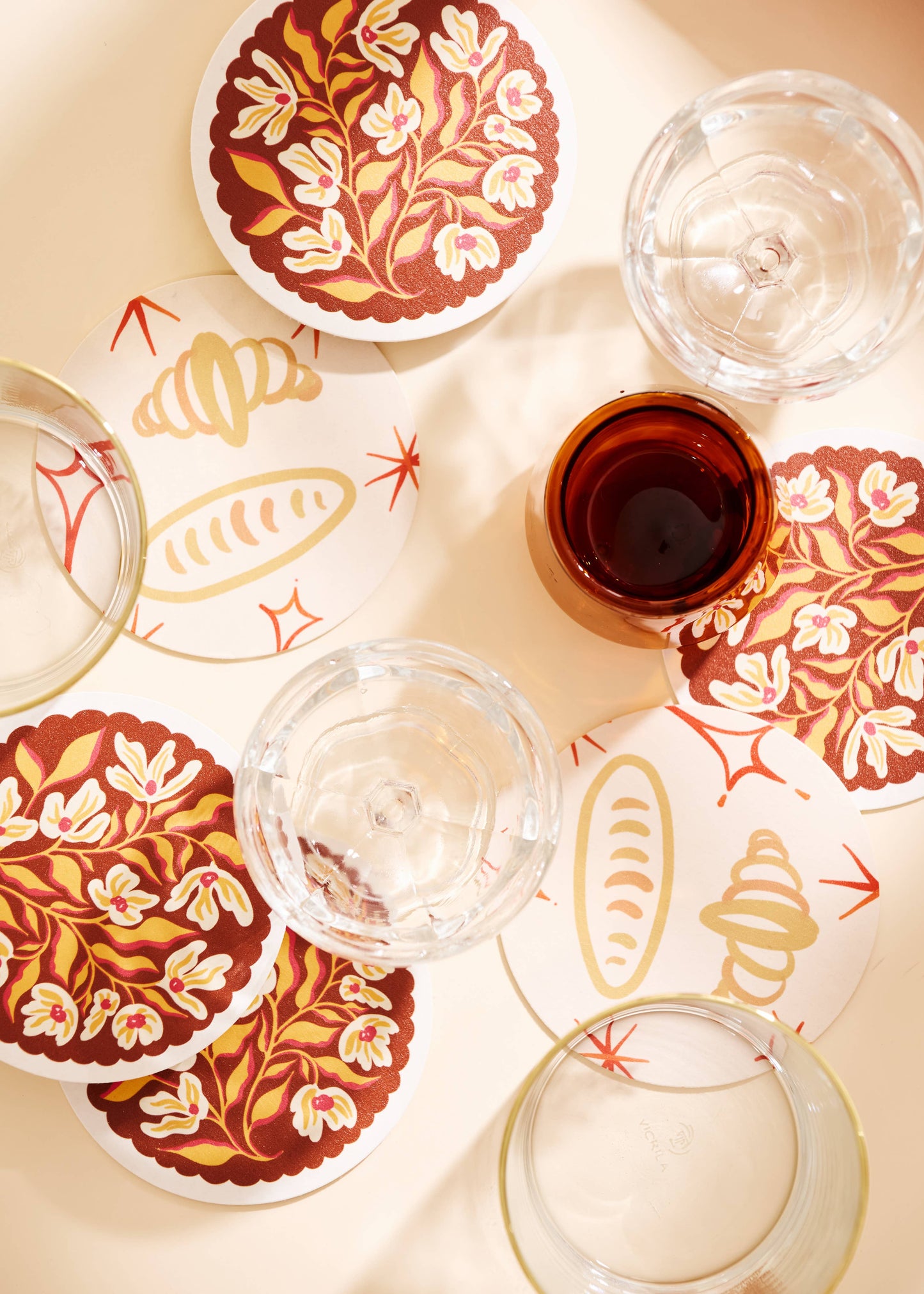 Pumpkin Spice Floral Scalloped Coasters | Set of Four