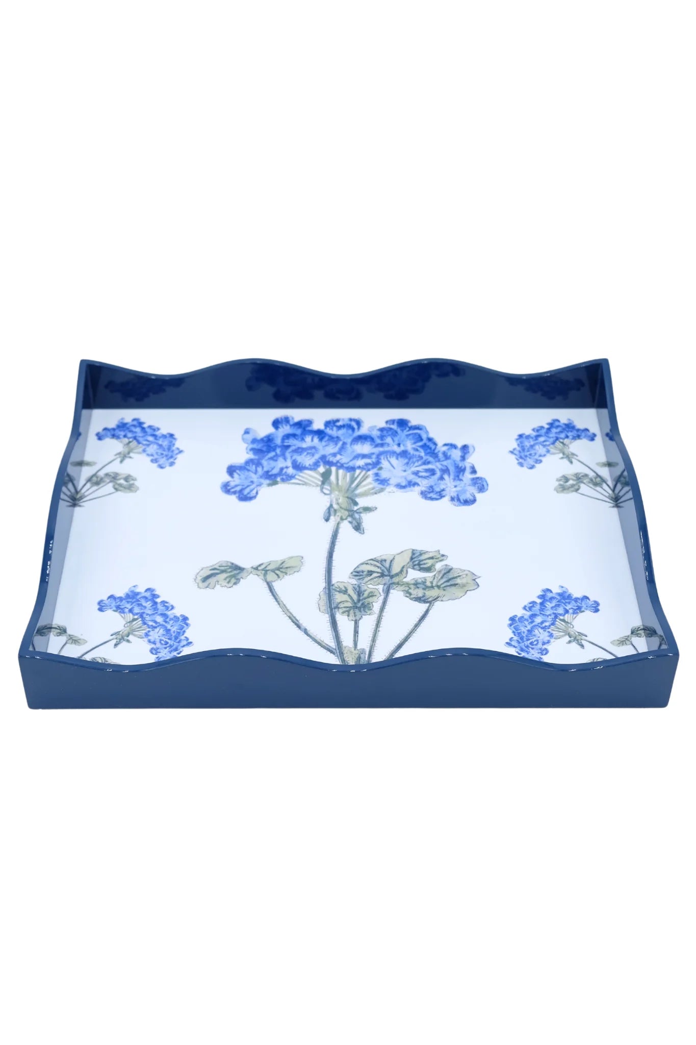 Blue Hydrangea Lacquerware Scalloped Tray - Inner Child