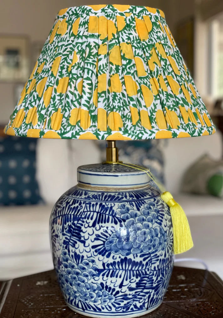 Lemon Grove Block-Printed Lamp Shade
