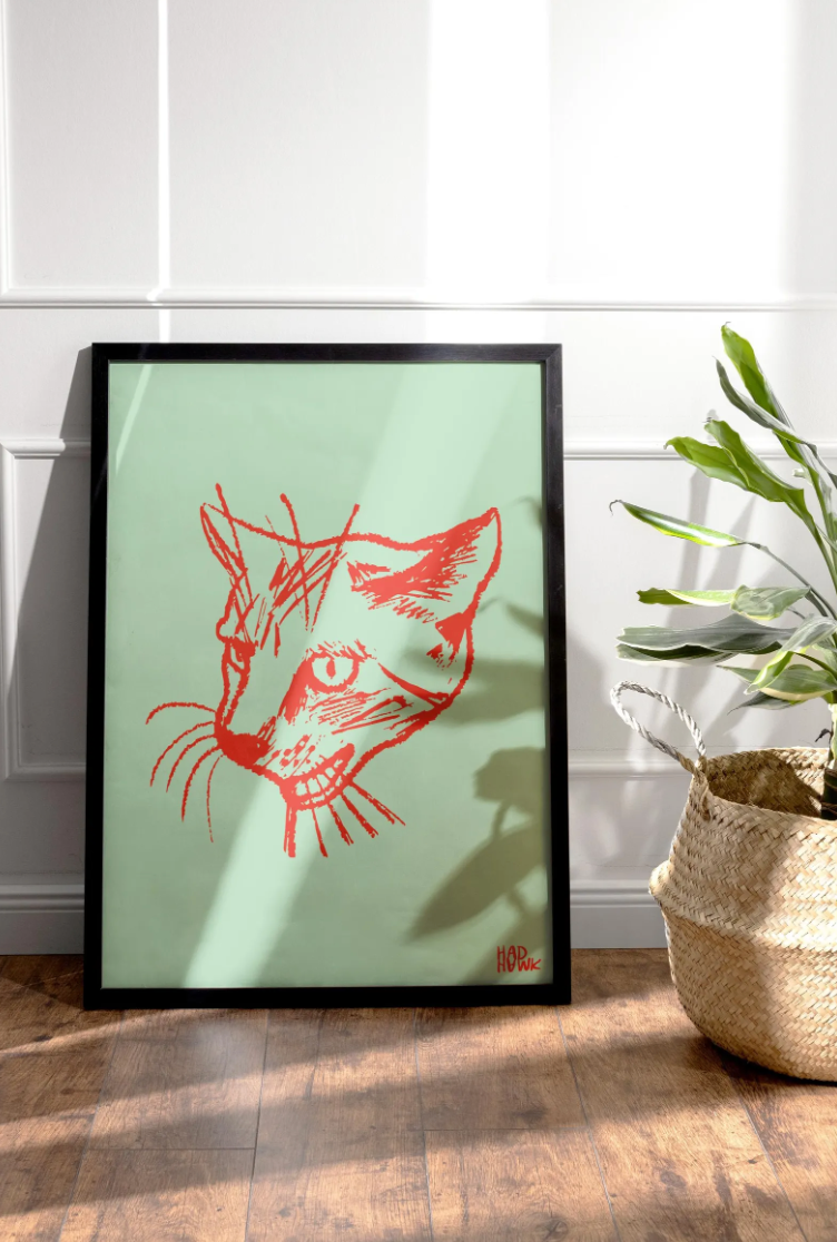 Hadhawk Design - Cat Art Print - 8.5 x 11 - Mint