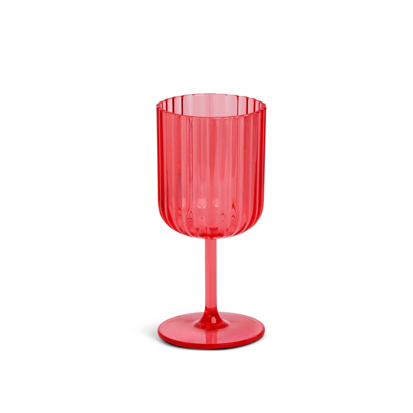 Plastic Ribbed Wine Glass - Raspberry