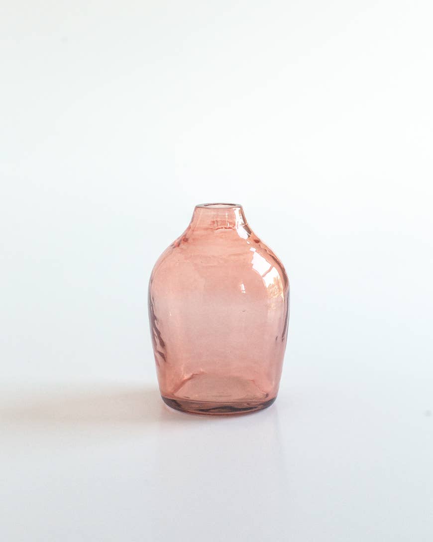 Haley Handblown Hammered Bud Vase - Blush