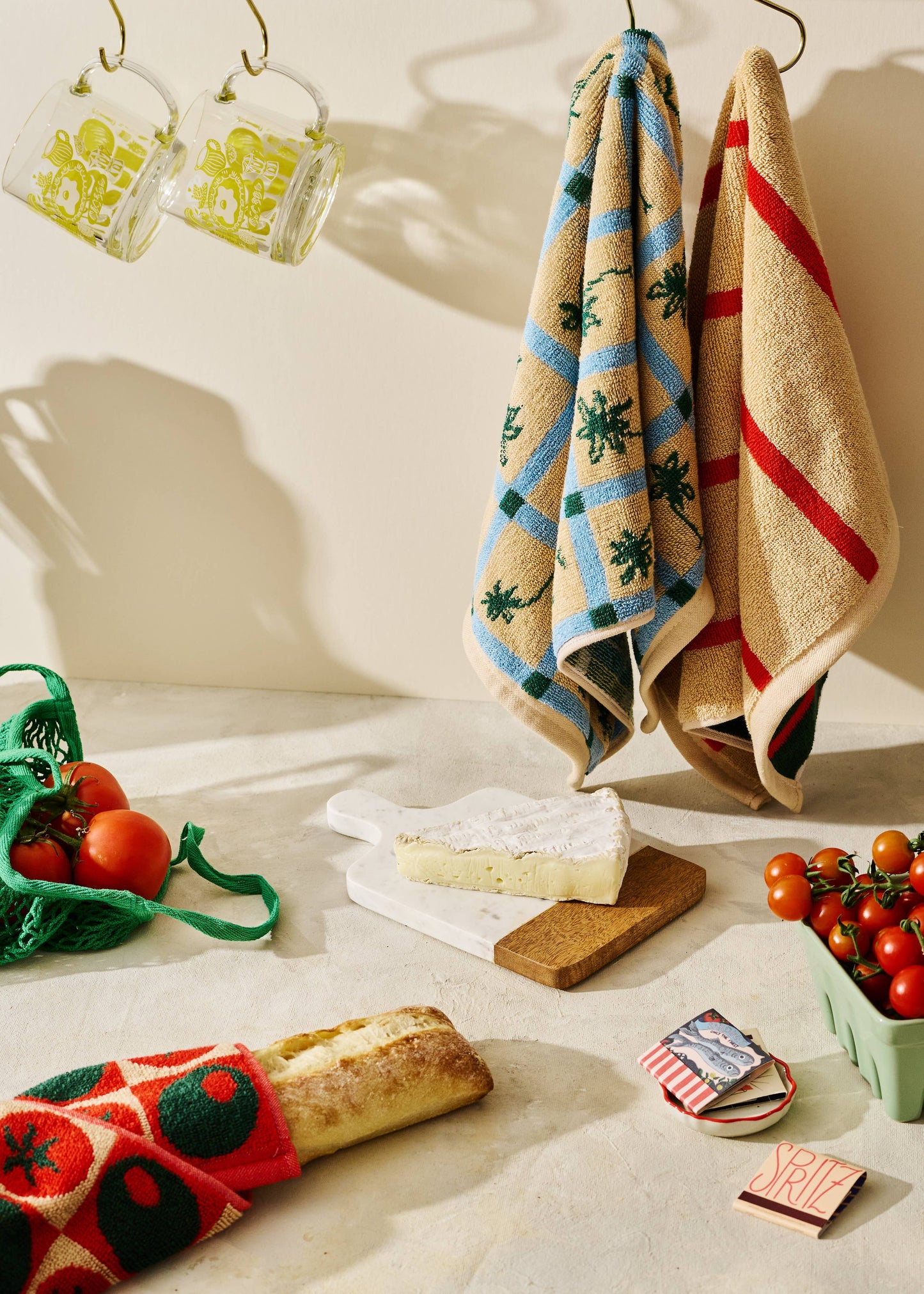 Palm Grid Checked Cotton Terry Cloth Hand Towel