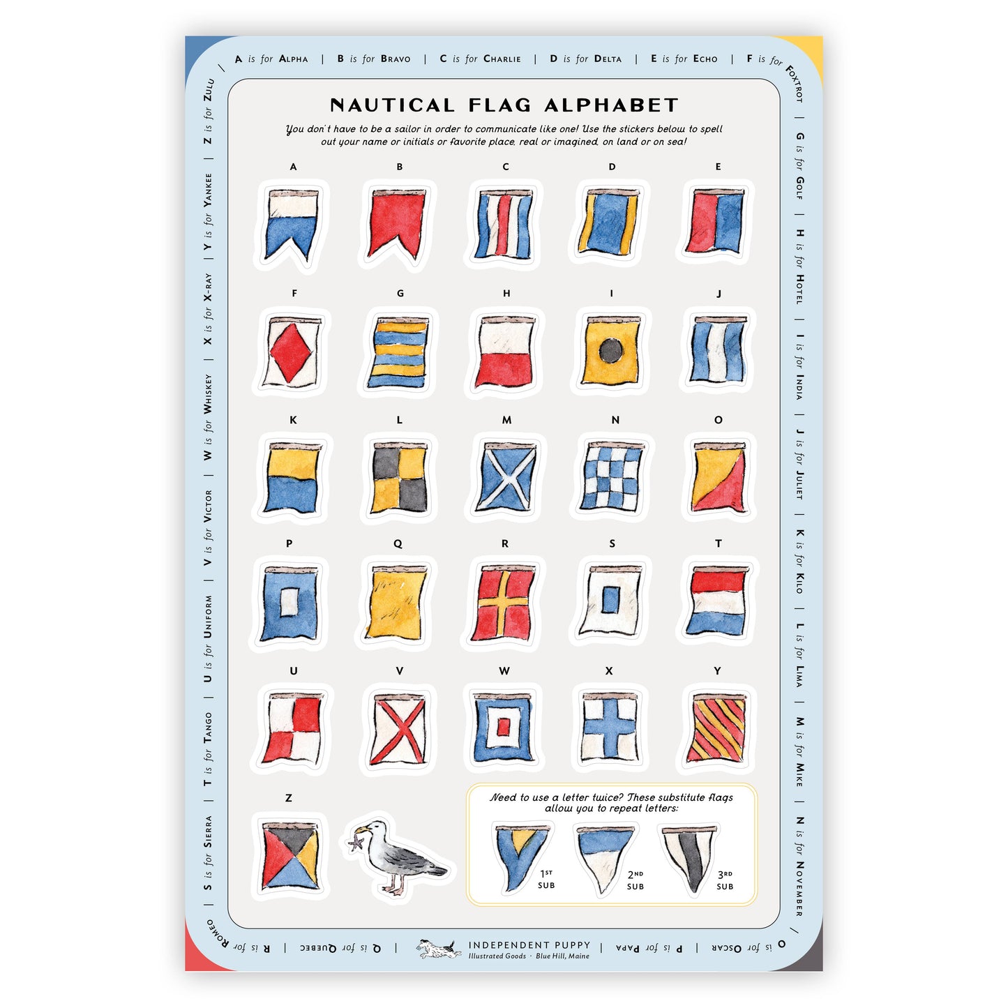 Mini Nautical Flag Alphabet – Sticker Sheet
