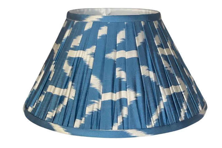 Sapphire Silk Ikat Lamp Shade - The Ginger Jar Lamp Co.