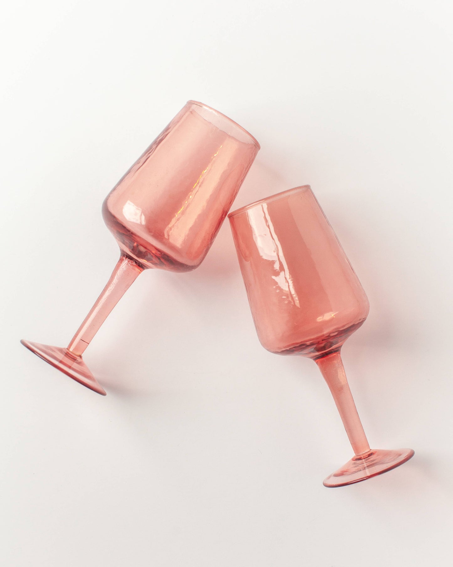 Handblown Hammered Wine Glass in Blush