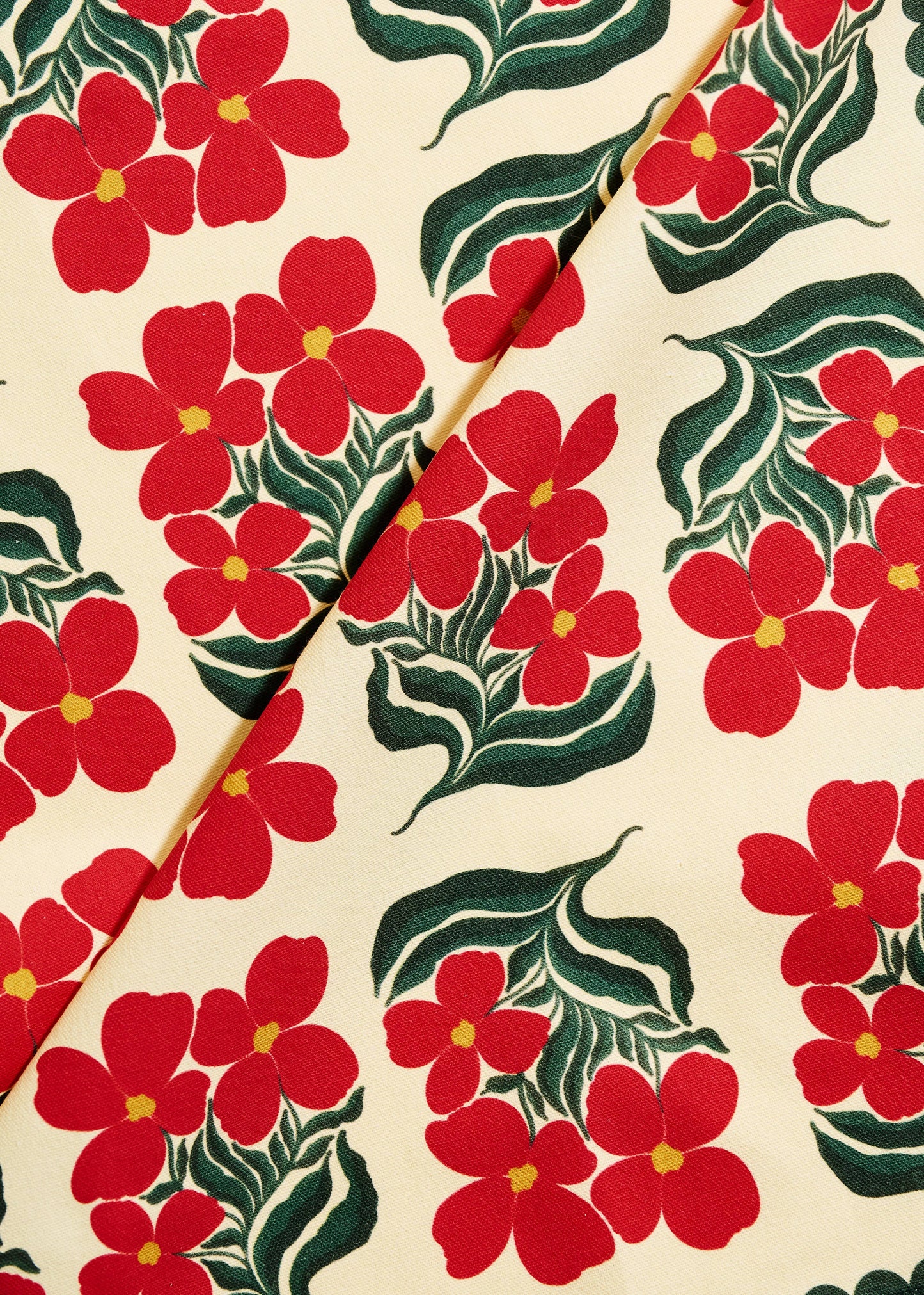 Red and Green Floral Tea Towel