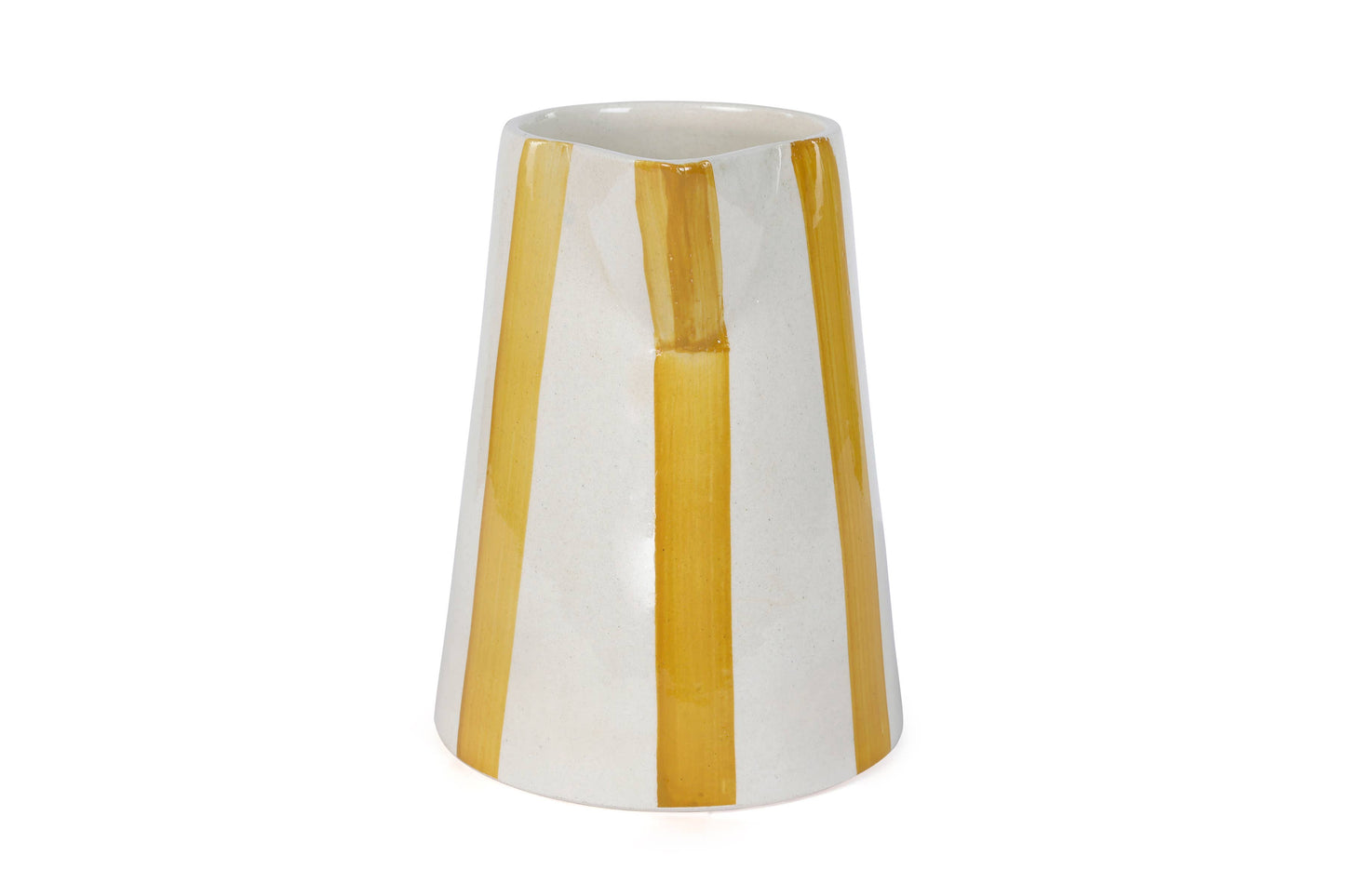 Ceramic Stripe Pitcher, Yellow