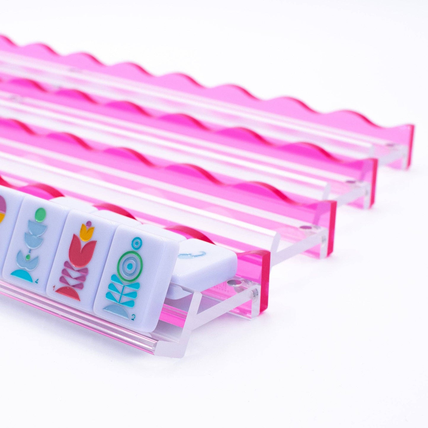 Wavy Acrylic Mahjong Racks | Many Colors | Magnetic Pushers