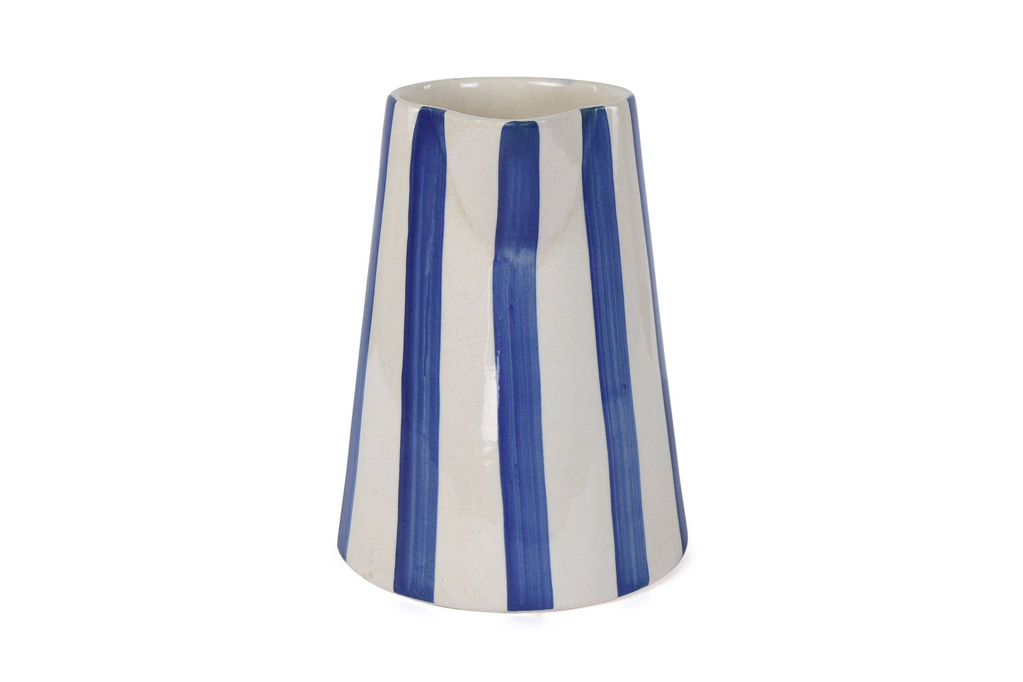 Ceramic Stripe Pitcher, Blue