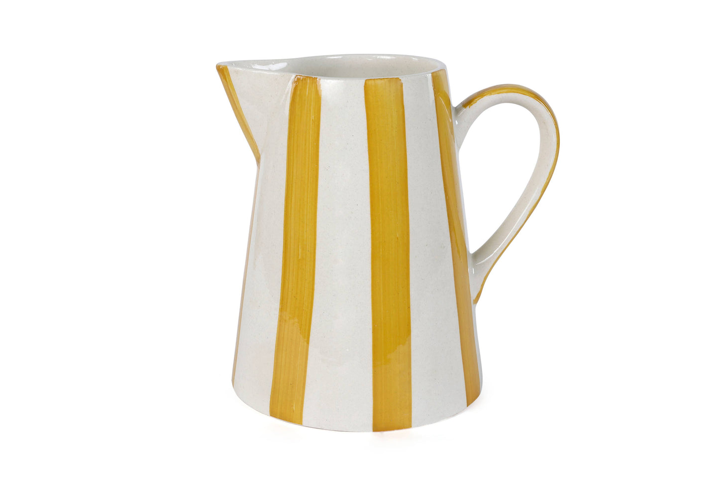 Ceramic Stripe Pitcher, Yellow