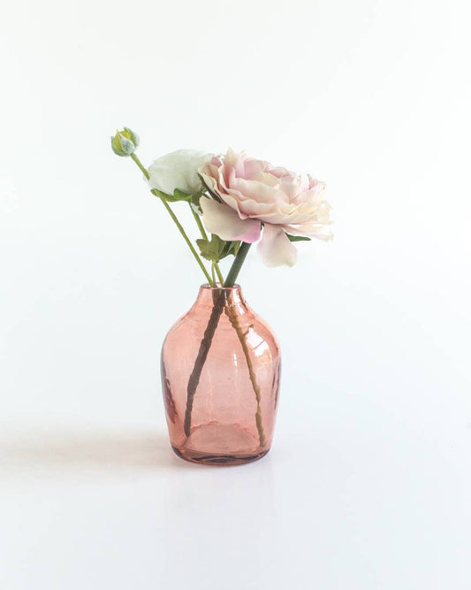 Haley Handblown Hammered Bud Vase - Blush