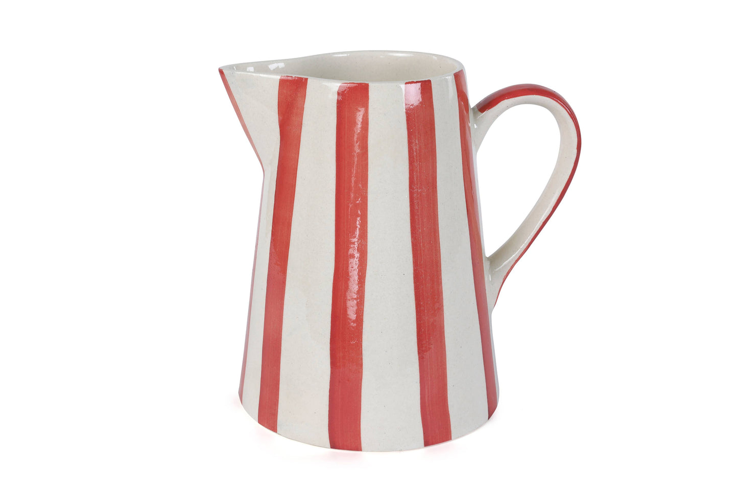 Ceramic Stripe Pitcher, Red