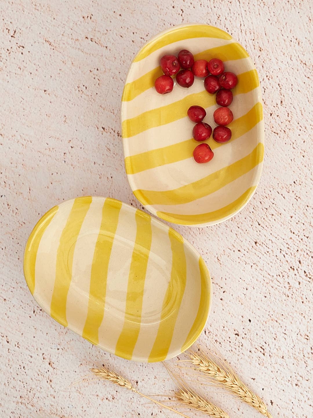 Ceramic stripe Bowl, Yellow
