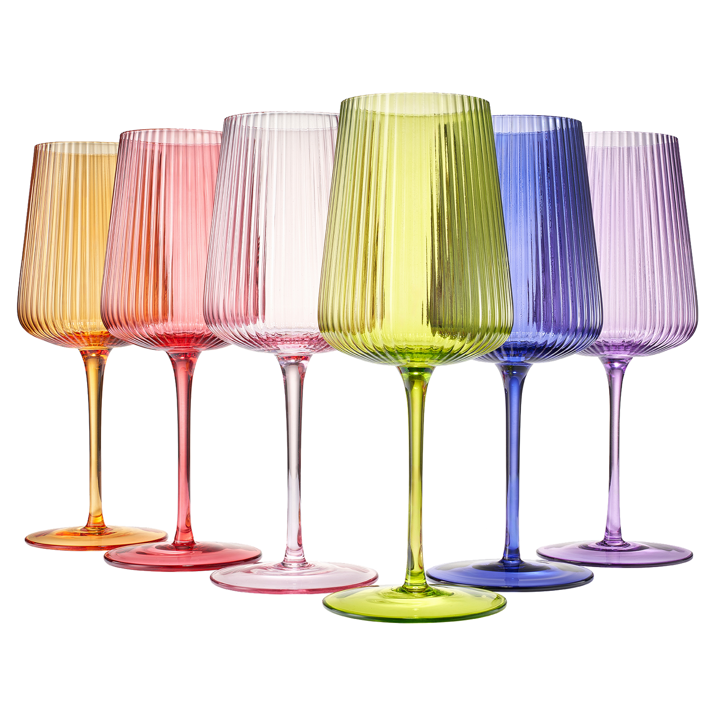 Ribbed Bright Colored Wine Glass - Violet
