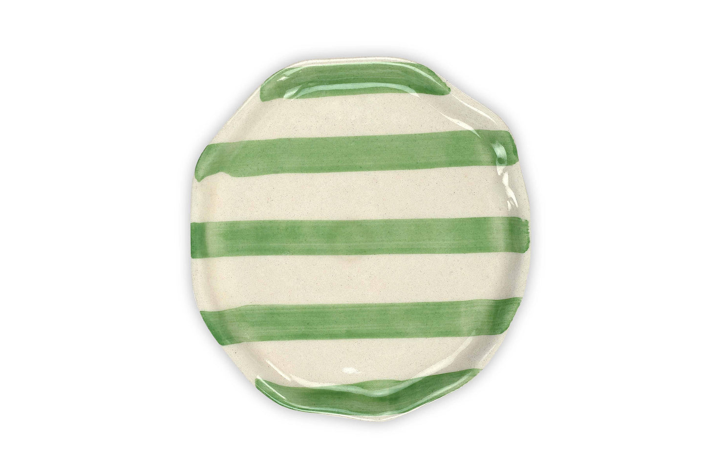 Ceramic Green stripe plate 6.3 X 6.3 Inches