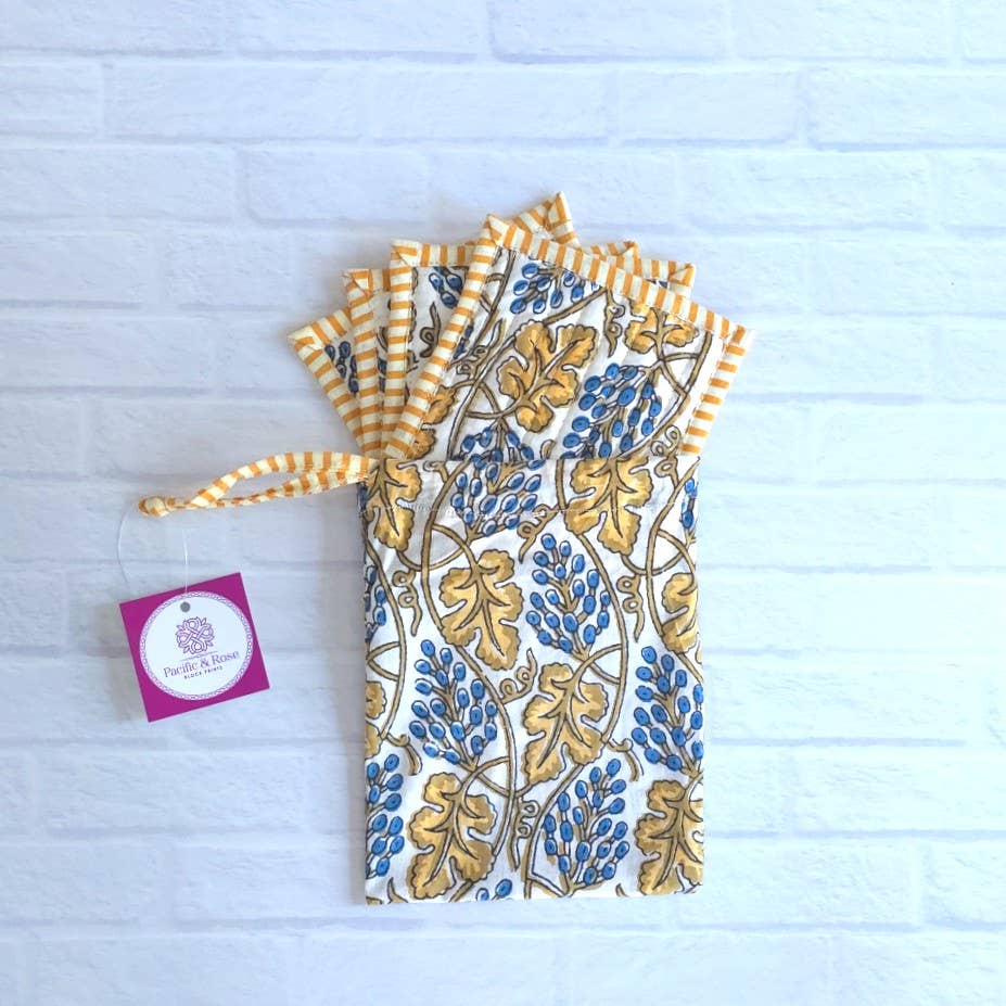 Quilted Coasters, Falling Leaves Mustard, set of 4