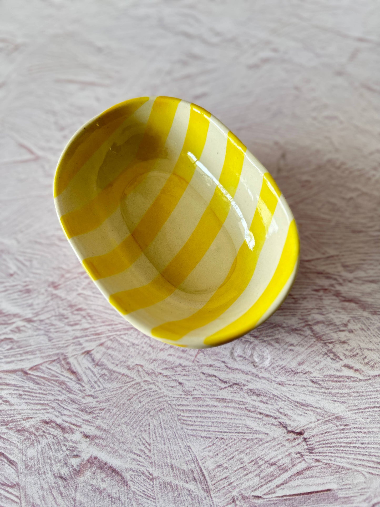 Ceramic stripe Bowl, Yellow