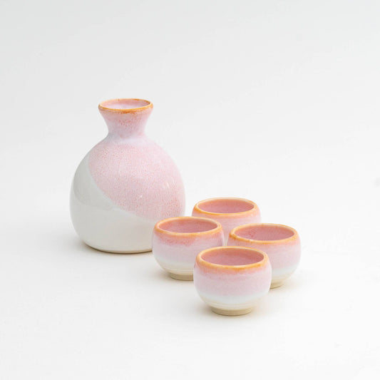 Japanese Pale Pink Sake Set - 5Pcs with gift box