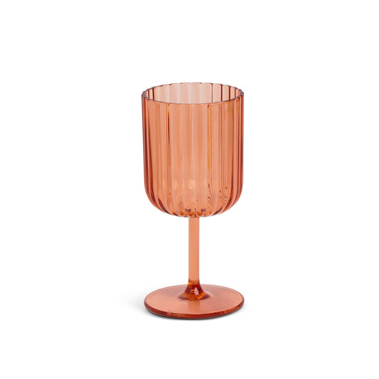 Plastic Ribbed Wine Glass - Peach