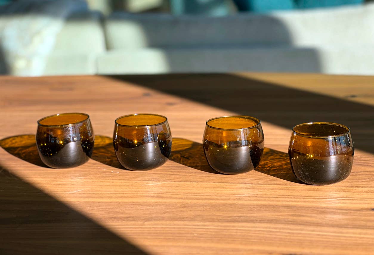 Moroccan Stemless Goblet - Amber