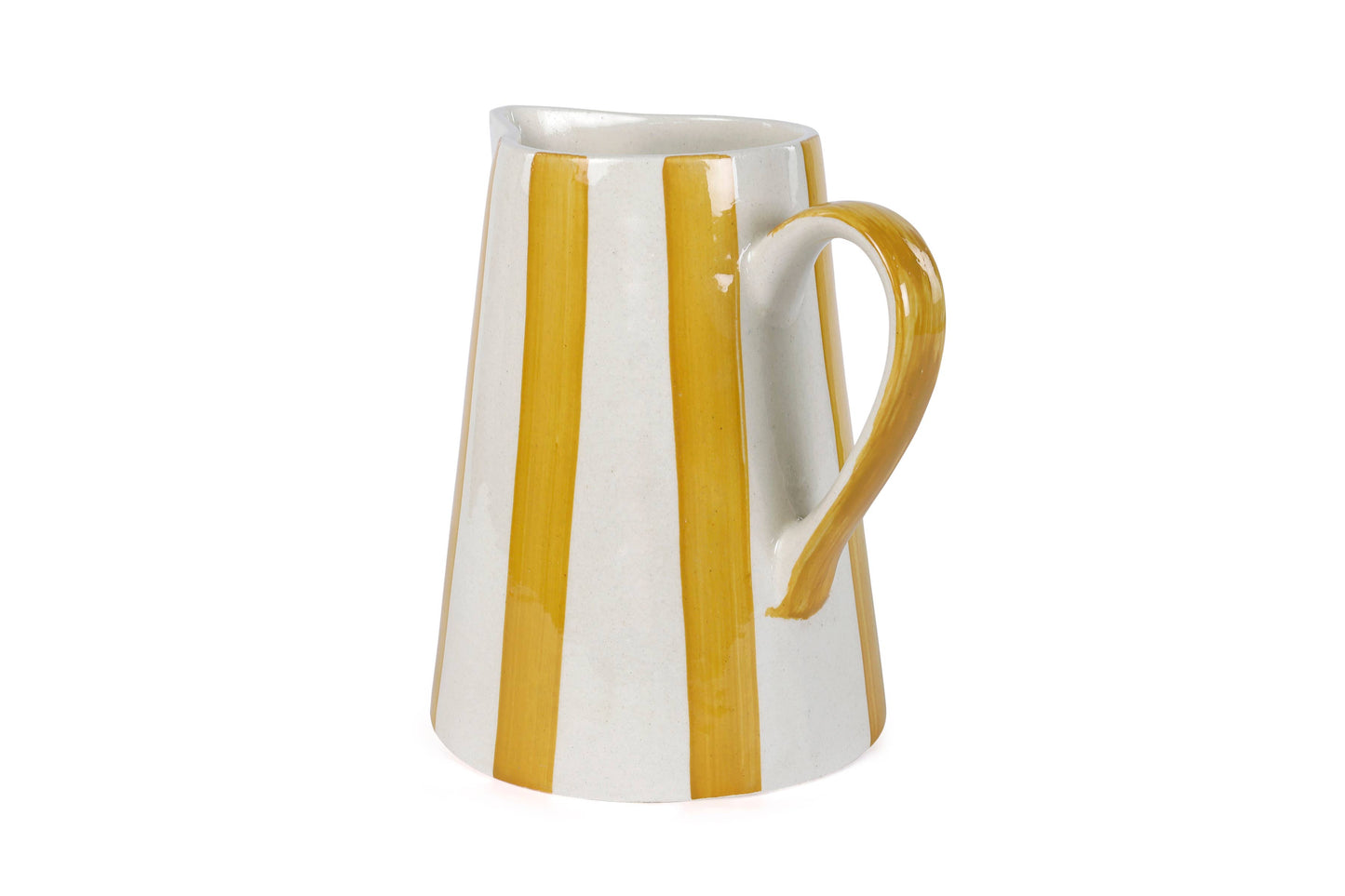 Ceramic Stripe Pitcher, Yellow