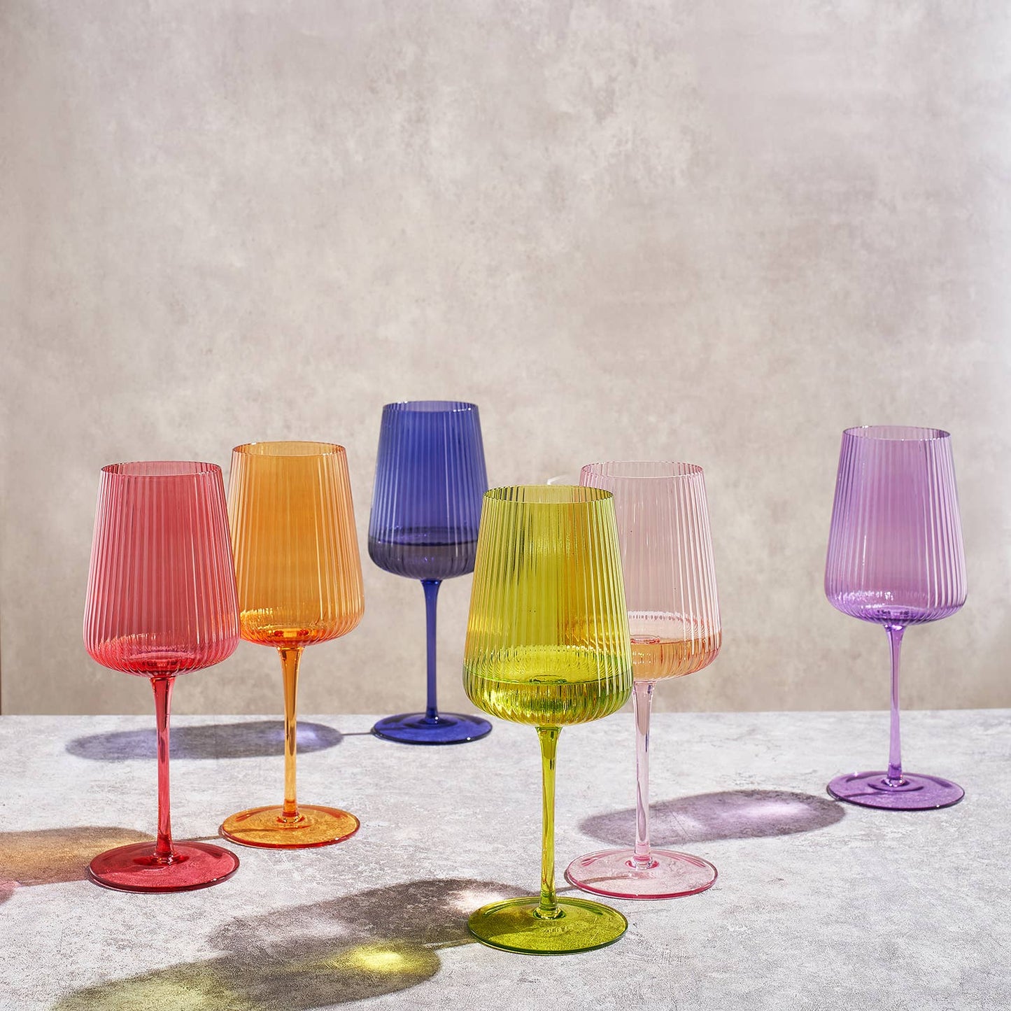 Ribbed Bright Colored Wine Glass - Violet