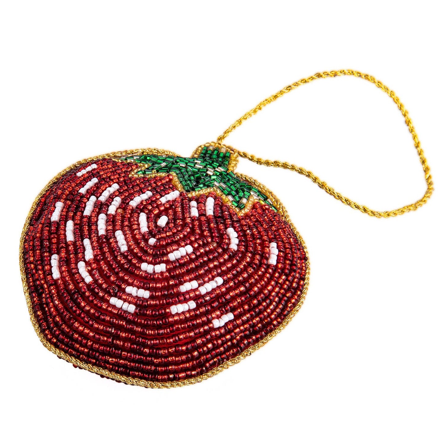 Handmade Beaded Christmas Ornament - Hanging Strawberry