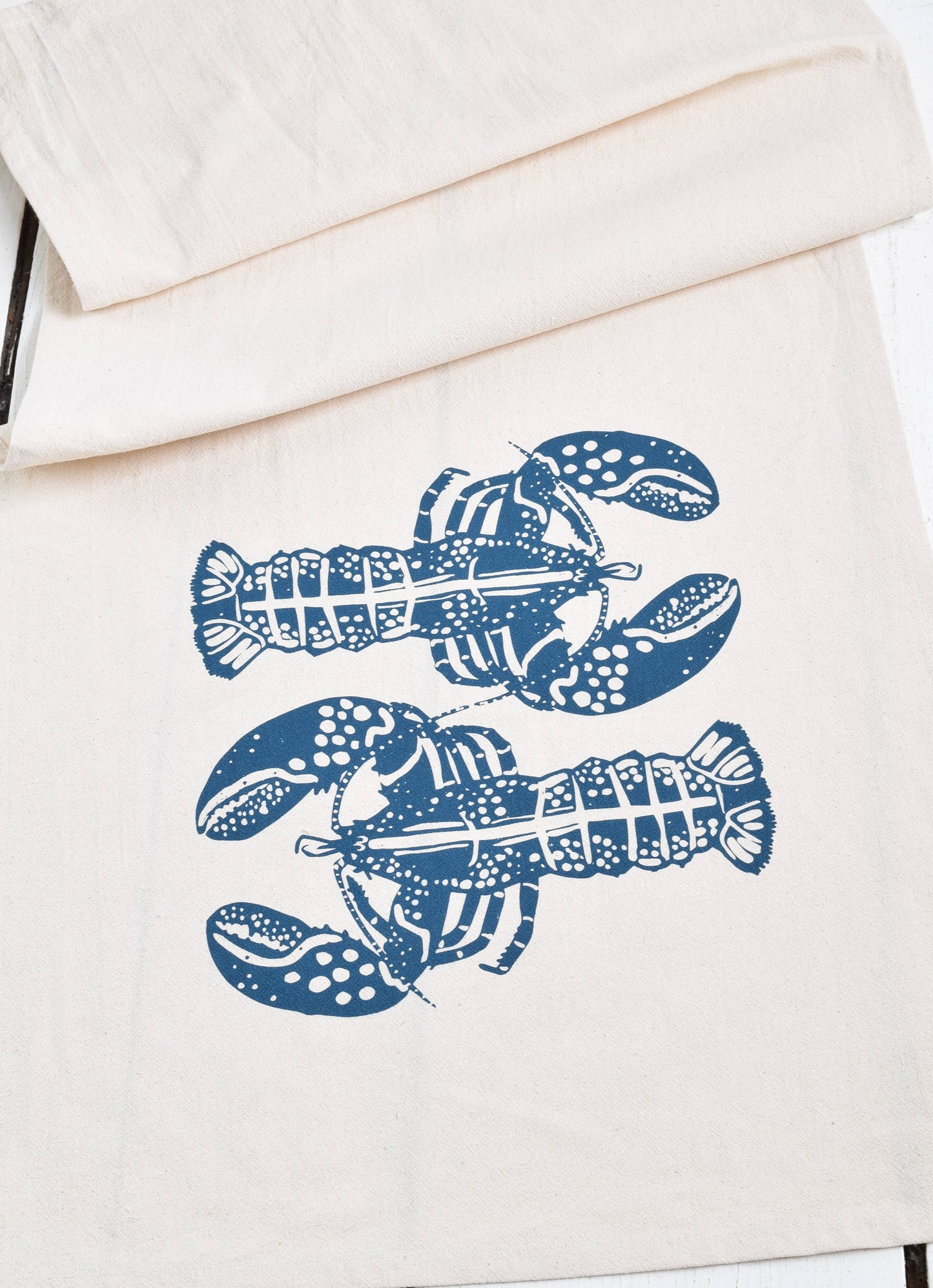 Double Lobster Tea Towel in Navy - Nautical Decor