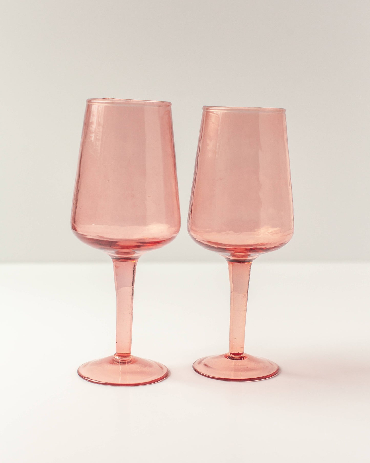 Handblown Hammered Wine Glass in Blush
