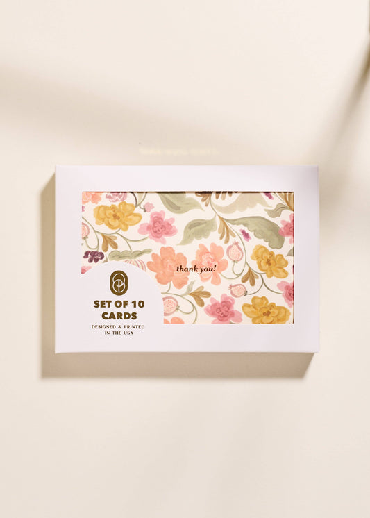 Harvest Floral Foil Pressed Folded Thank You Note -Set of 10