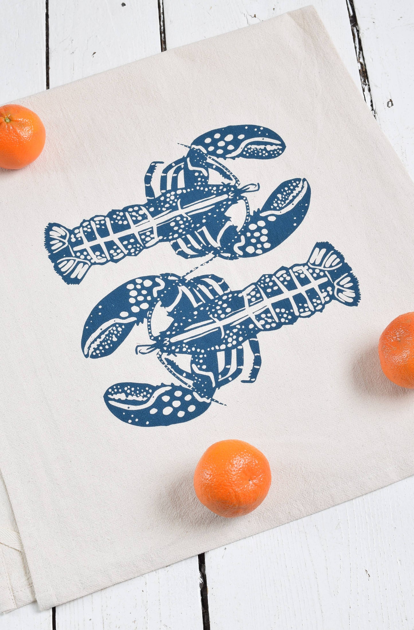 Double Lobster Tea Towel in Navy - Nautical Decor