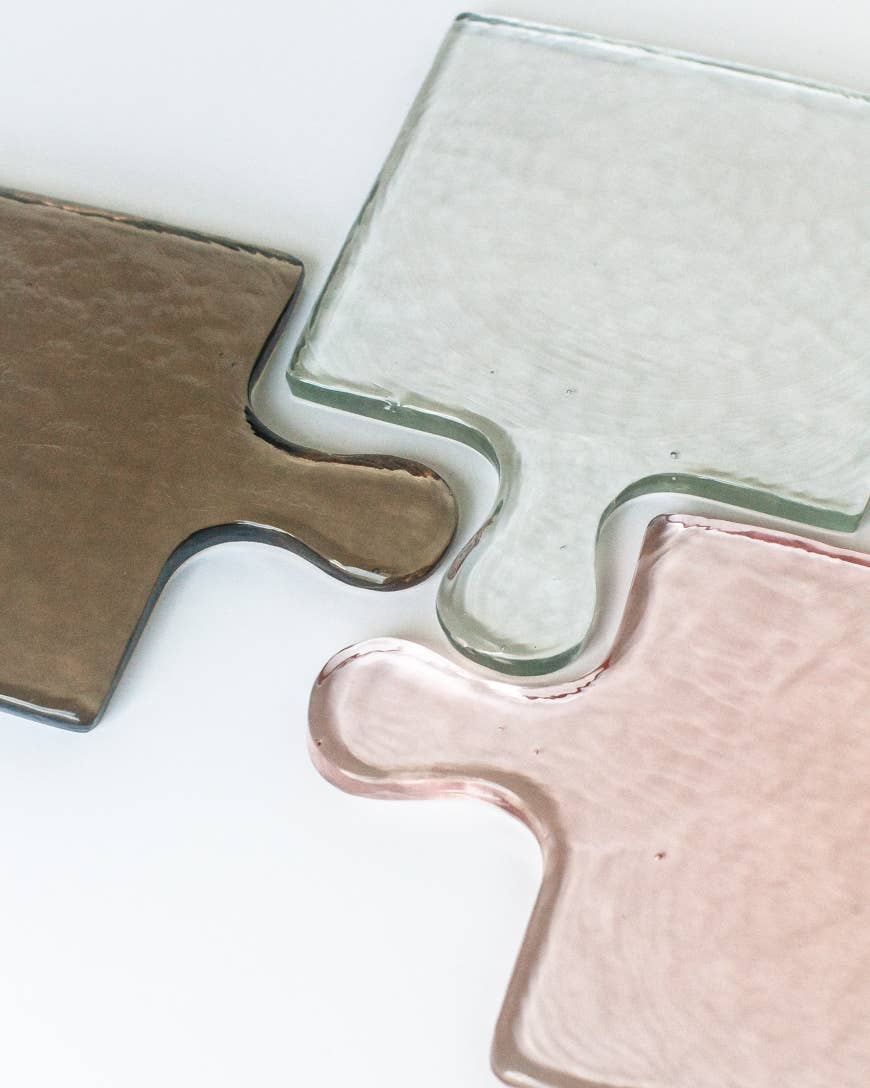 Handblown Hammered Glass Serving Tray