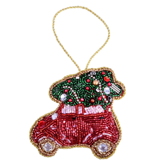Handmade Beaded Christmas Hanging Christmas Car