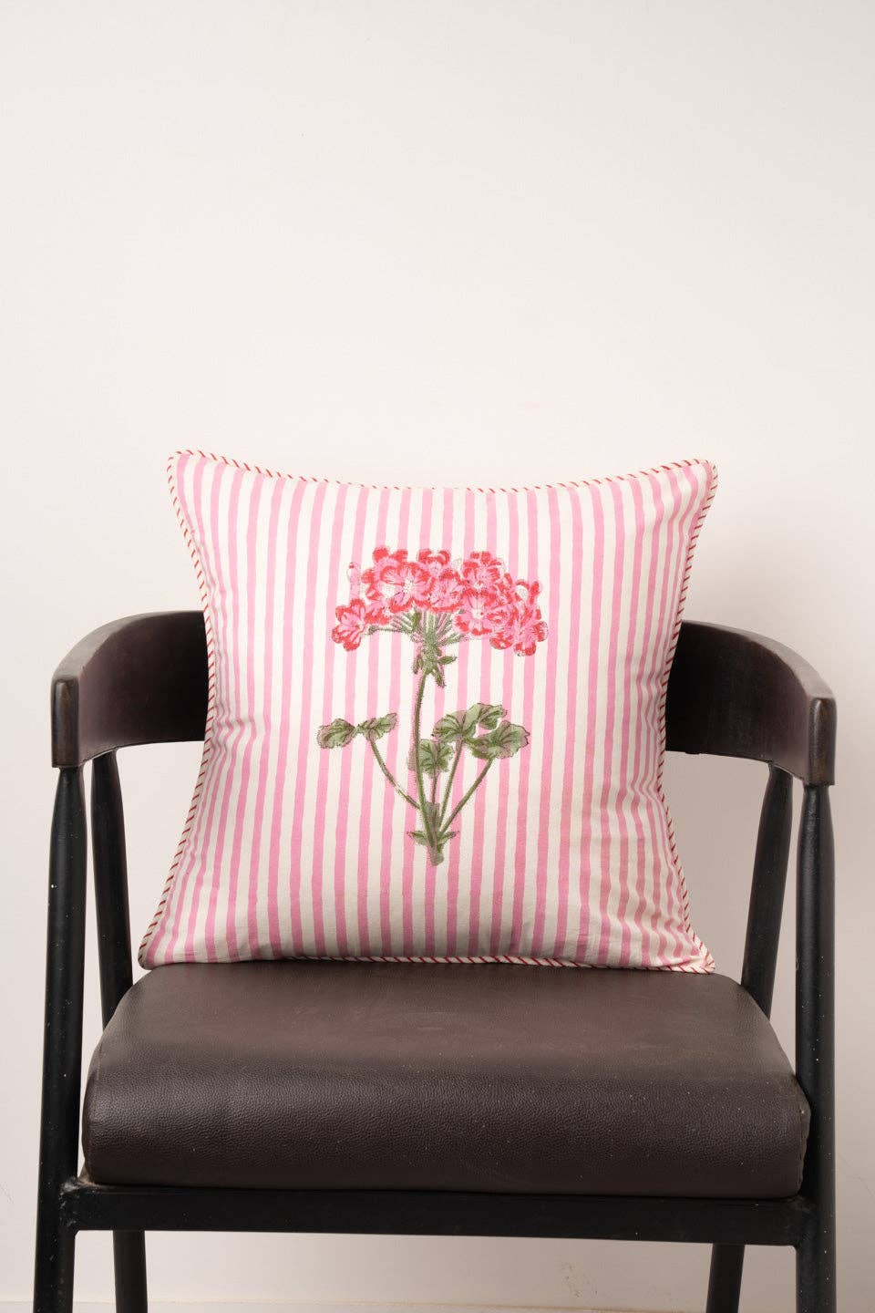 Pink Hydrangea Blockprint Pillow 18x18