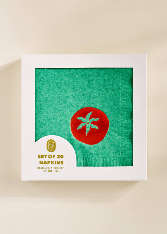 Tomato Cocktail Paper Beverage Napkin - Set of 20