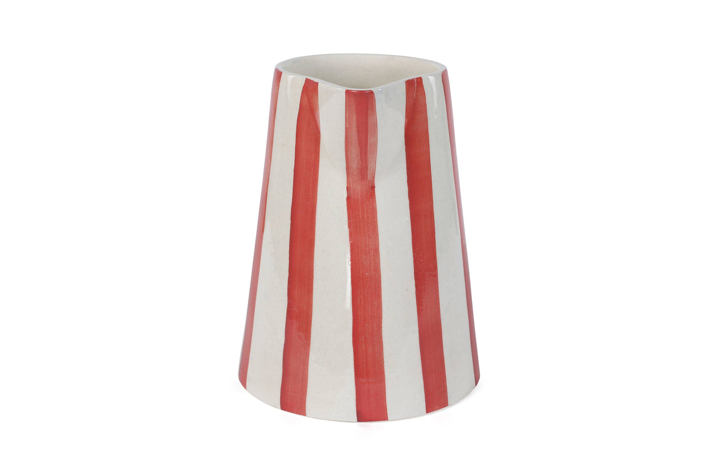 Ceramic Stripe Pitcher, Red