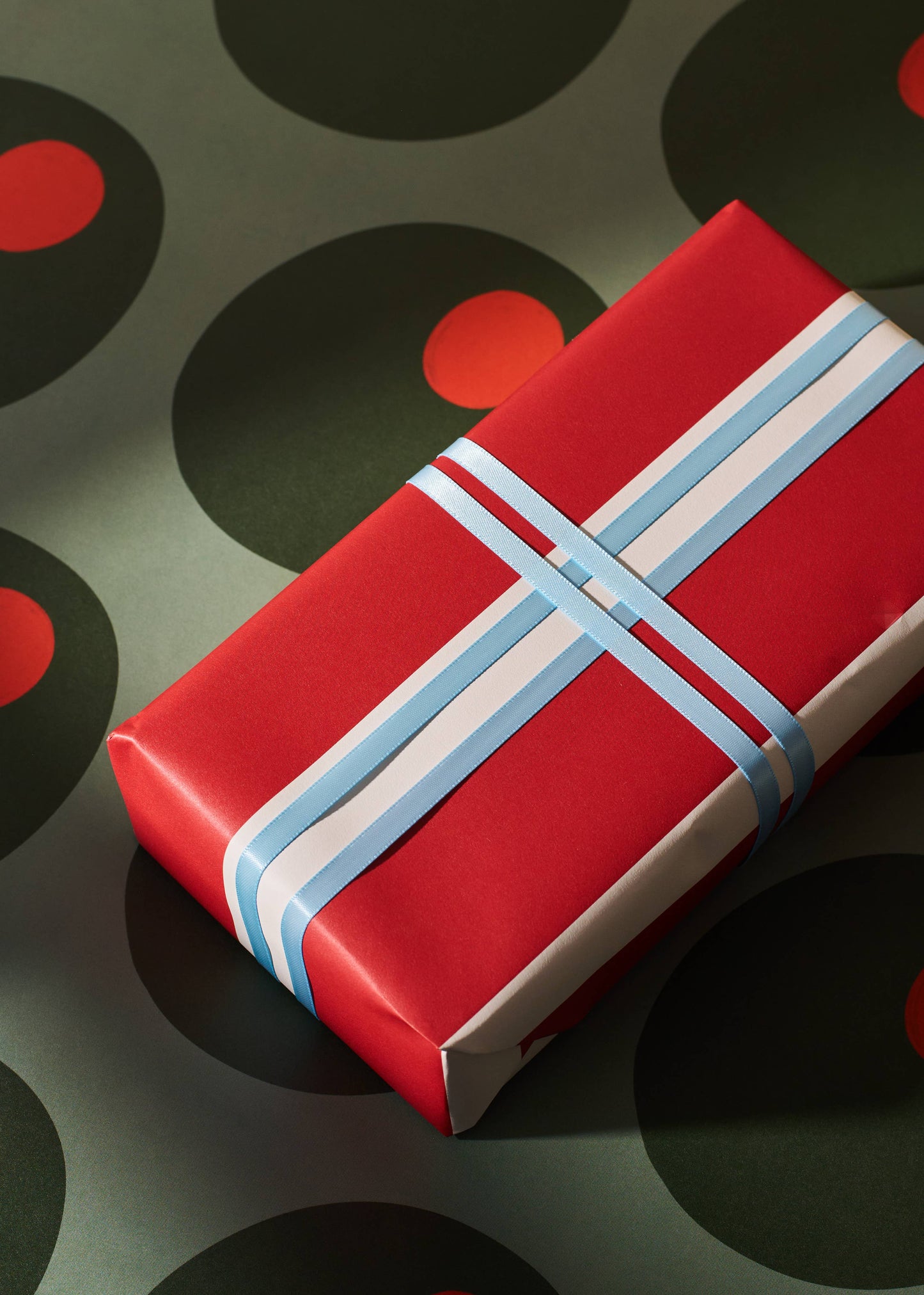 Olive and Red Stripe Double Sided Gift Wrap | Set of 3 Sheets
