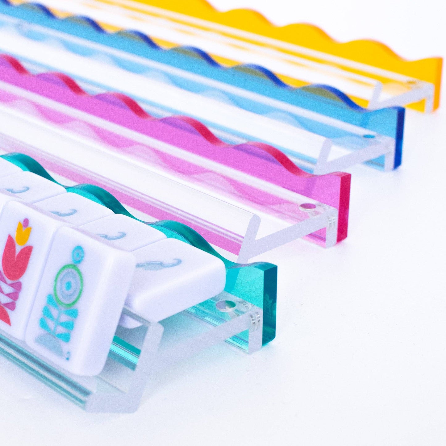 Wavy Acrylic Mahjong Racks | Many Colors | Magnetic Pushers