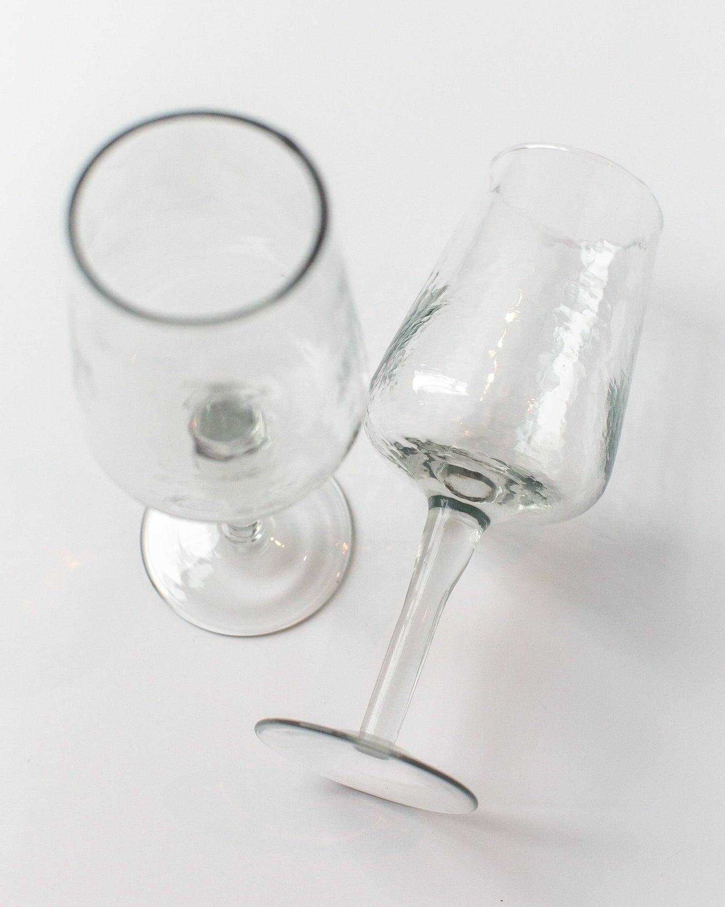 Handblown Hammered Wine Glass in Blush