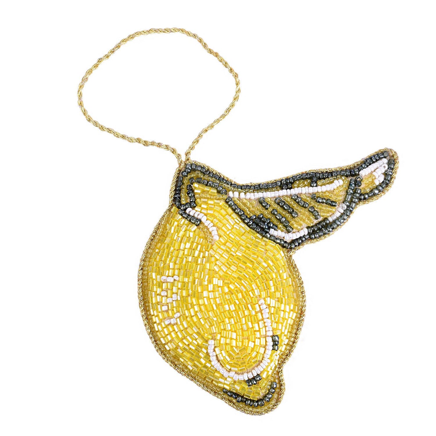 Handmade Beaded Lemon Christmas Ornament