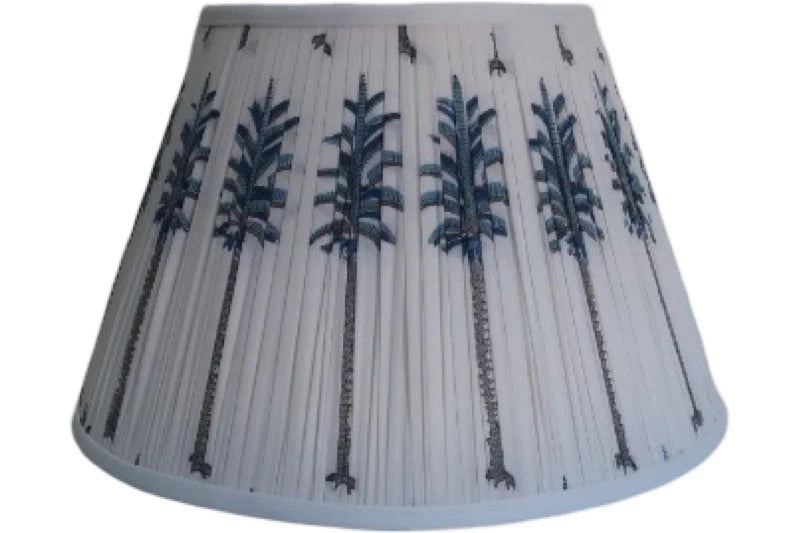 Blue Palm XL Block-Printed Lamp Shade
