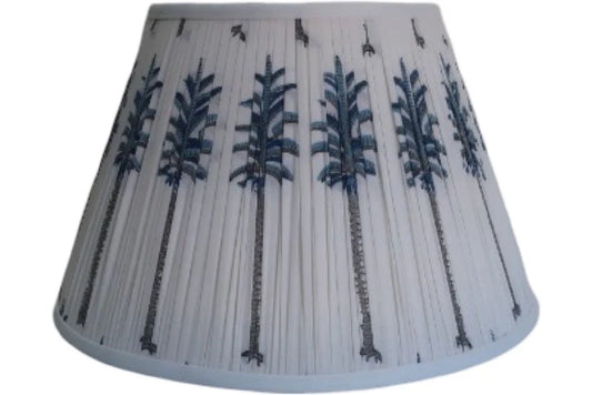 Blue Palm XL Block-Printed Lamp Shade