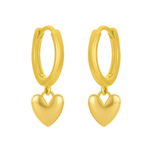 holly heart huggies - gold earrings